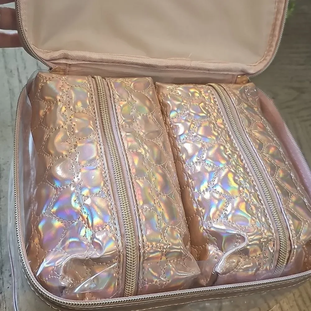 Iridescent travel makeup bag set NWT